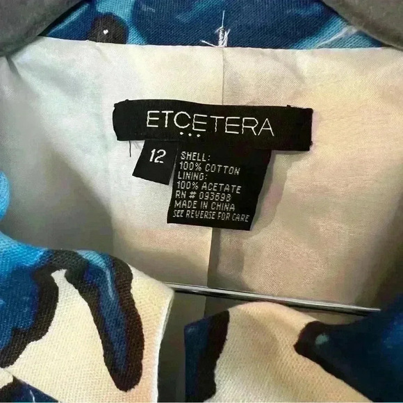 Etcetera Blue Floral Jacket Size 12 Coat - Picture 4 of 10